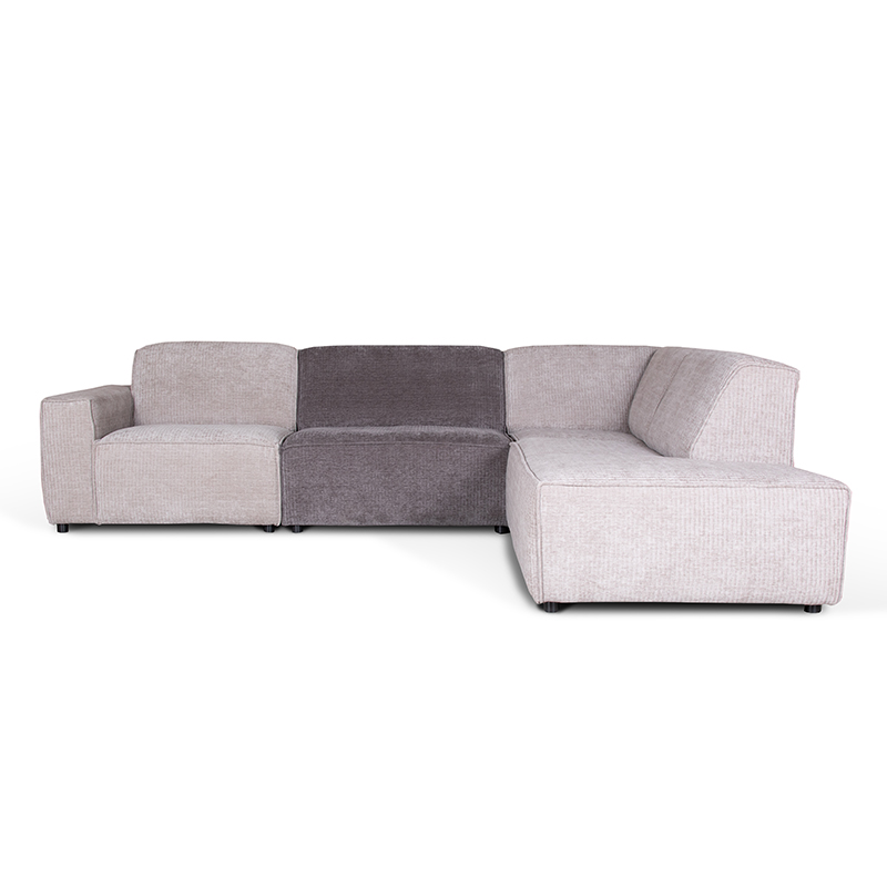 Hoekbank Niek Grijs - Stof - Ottomane 2,5 zits Rechts - DOK 2 Cosy