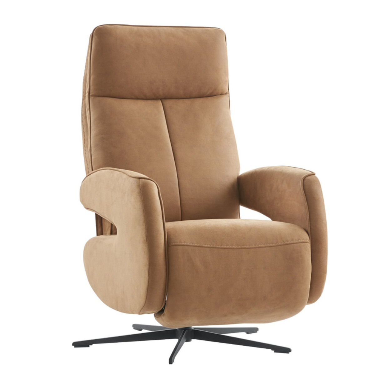 Fauteuil Niland - Relaxfauteuil - Armleuning - Bruin - Stof - Modern - Profijt Meubel