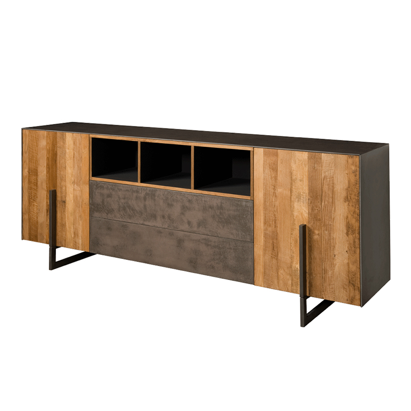 Dressoir Dijon Zwart Koper - Teak - DOK 2 Rustique