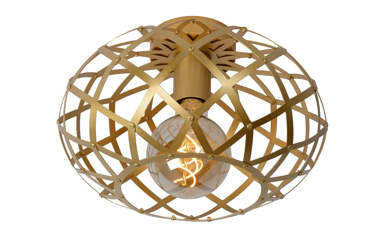 Plafonniere Wolfram Bruin Goud - Metaal - Lucide