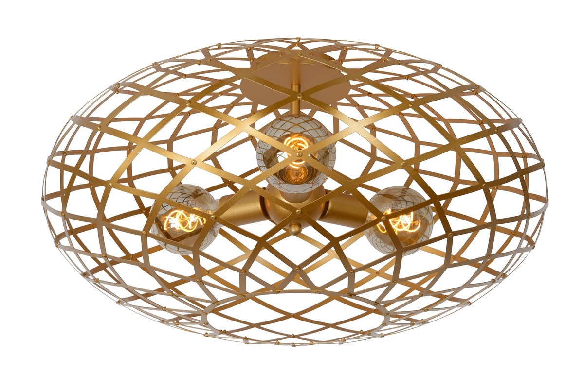 Plafonniere Wolfram Bruin Goud - Metaal - Lucide