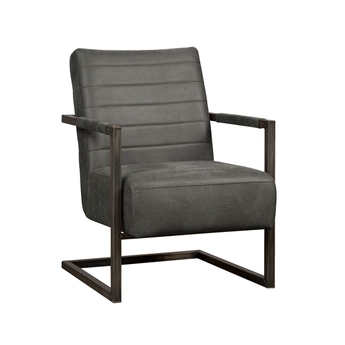 Fauteuil Rocca Zwart Antraciet - Leder - DOK 2 Rustique