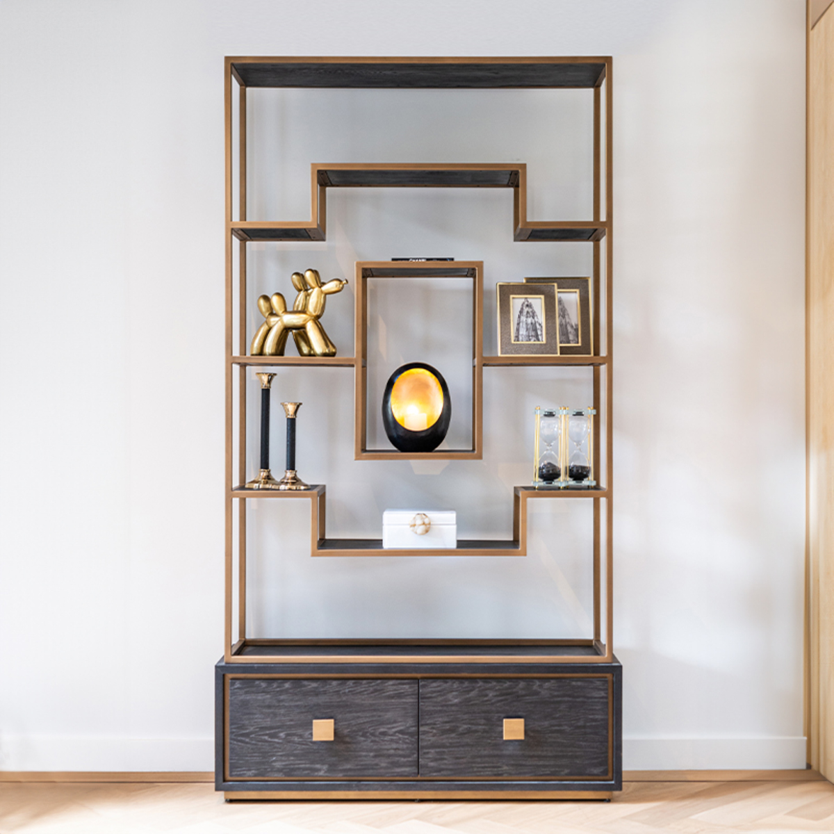 Boekkast Hunter Zwart - Eiken - Richmond Interiors