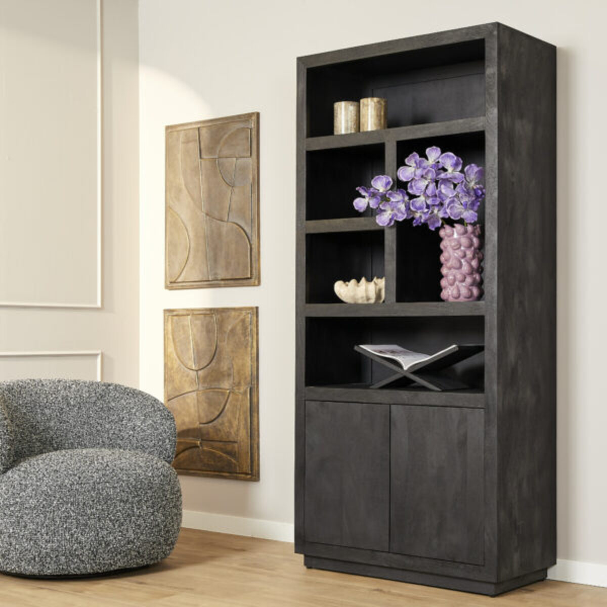 Bergkast Brussel - Zwart - Mangohout - Modern - Starfurn