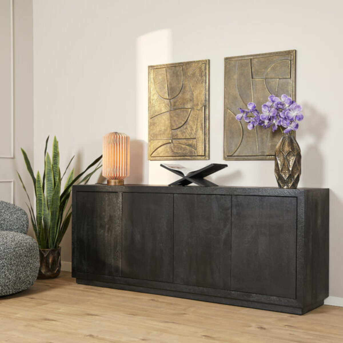 Dressoir Brussel - Zwart - Mangohout - Modern - Starfurn