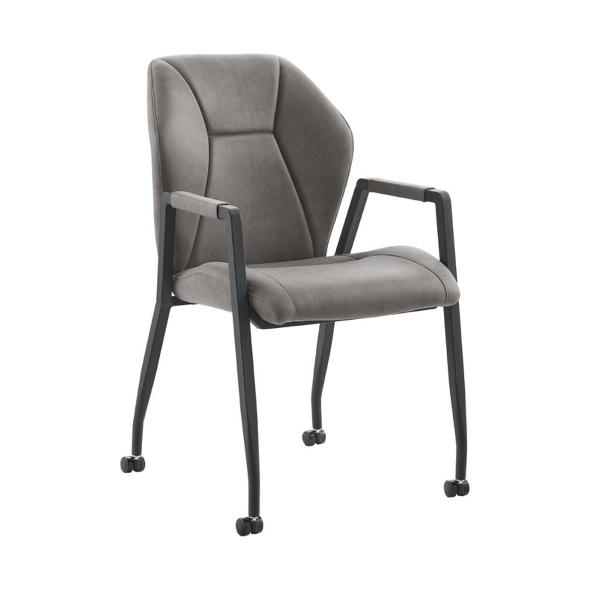 Fauteuil Morada - Wielen - Armleuning - Grijs - Stof - Modern - Profijt Meubel