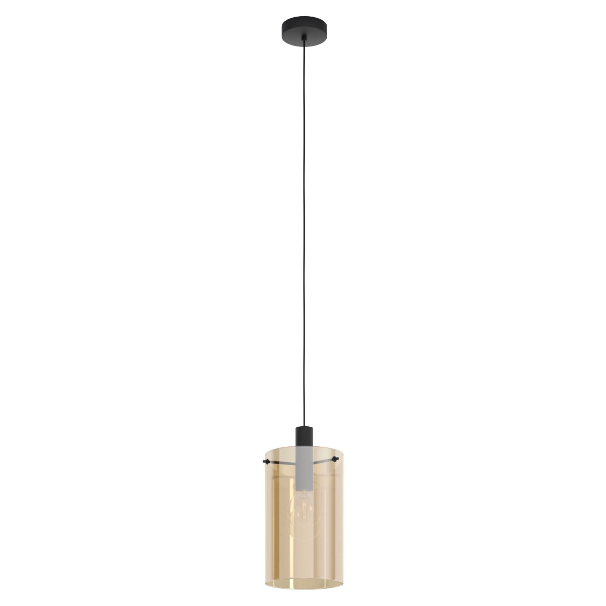 Hanglamp Polverar Zwart - Glas - Eglo