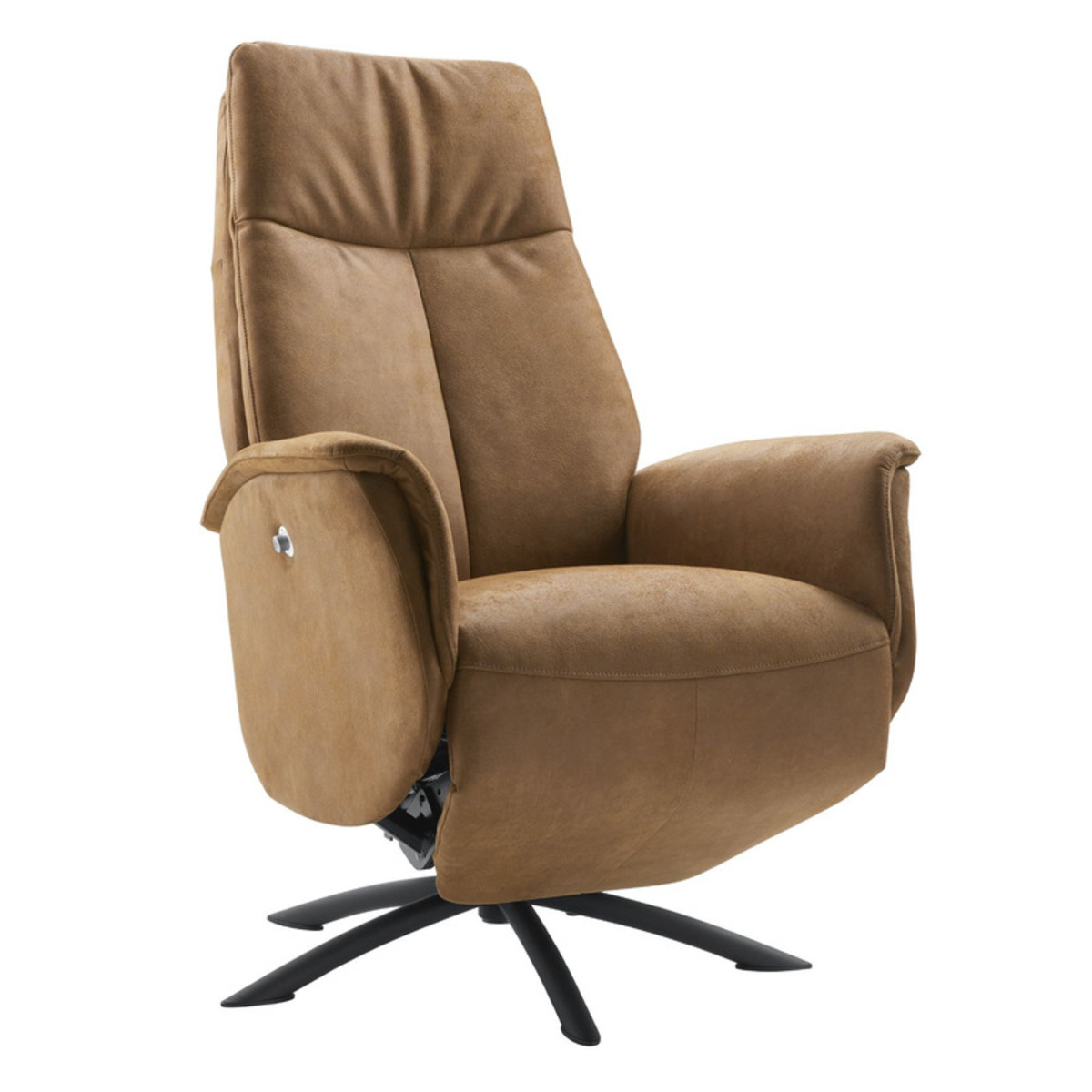 Fauteuil Benoni - Relaxfauteuil - Armleuning - Bruin - Stof - Modern - Profijt Meubel