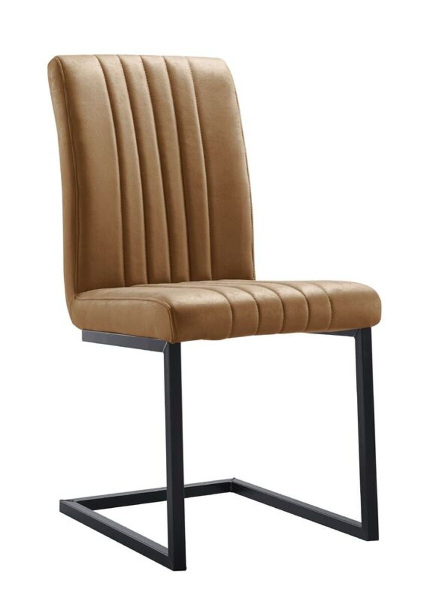 Eetkamerstoel Pareda - Zonder armleuning - Bruin - Stof - Modern - Profijt Meubel