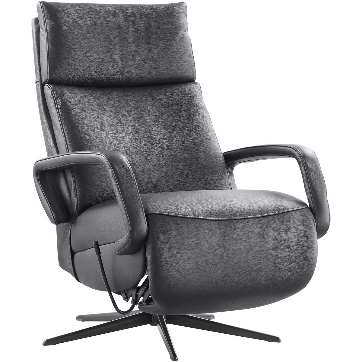 Fauteuil Large - Relaxfauteuil - Armleuning - Zwart - Leder - Modern - Profijt Meubel