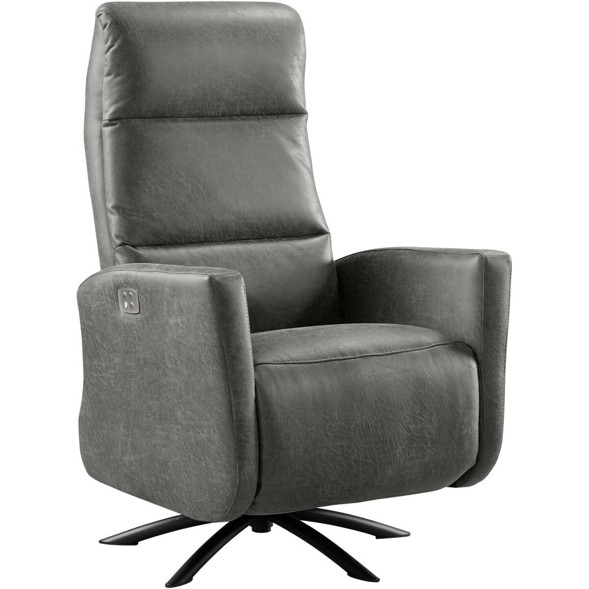 Fauteuil Cervan - Elektrisch - Armleuning - Grijs - Microleder - Modern - Profijt Meubel