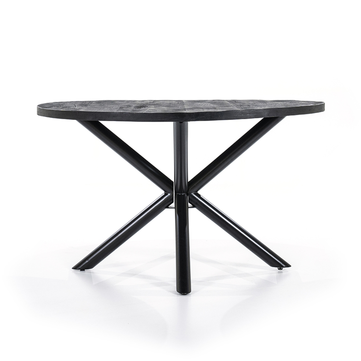Eetkamertafel Rond Kruispoot Zwart - Mangohout - Eleonora