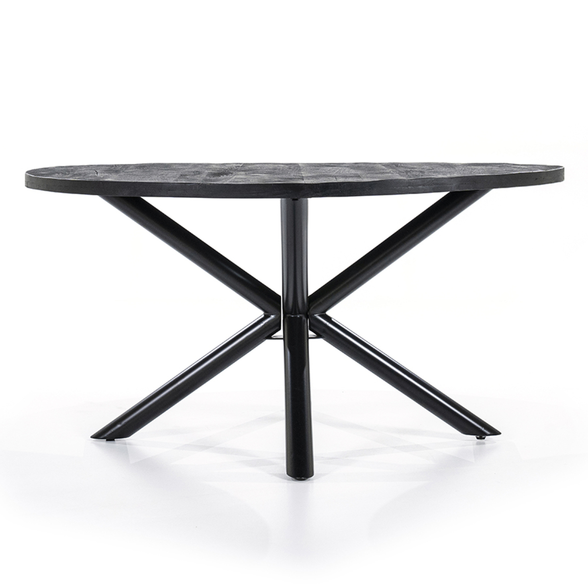 Eetkamertafel Rond Kruispoot Zwart - Mangohout - Eleonora