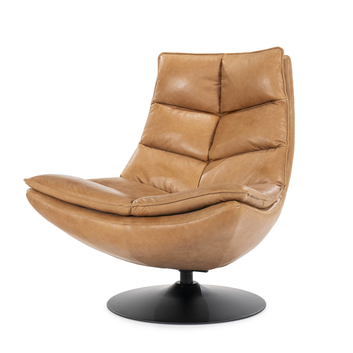 Fauteuil Sven Bruin Cognac - Leder - Eleonora