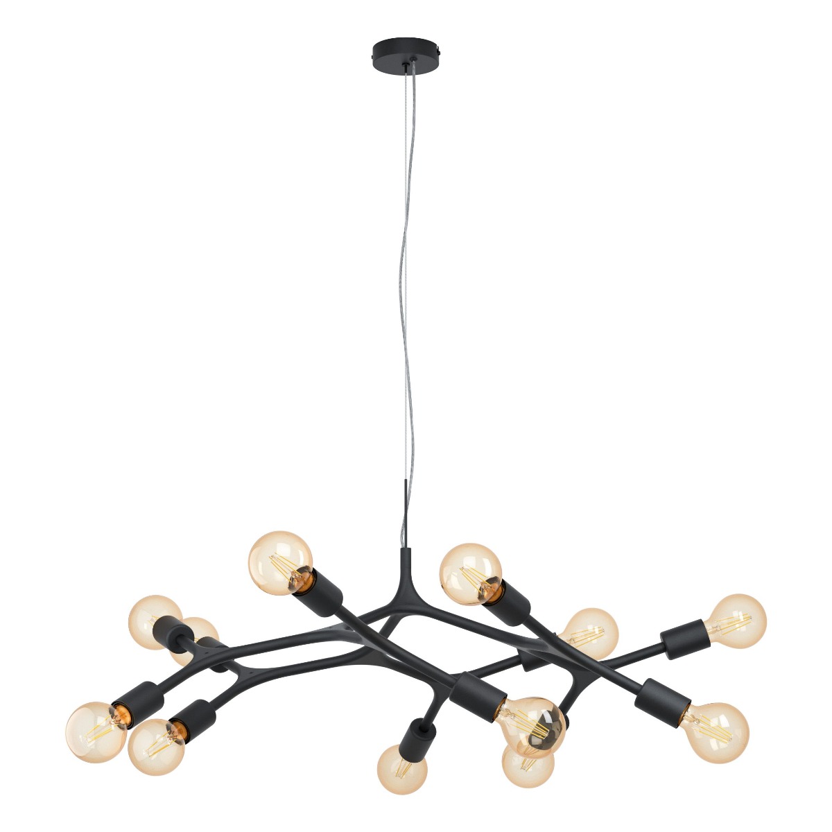 Hanglamp Bocadella Zwart  - RVS - Eglo