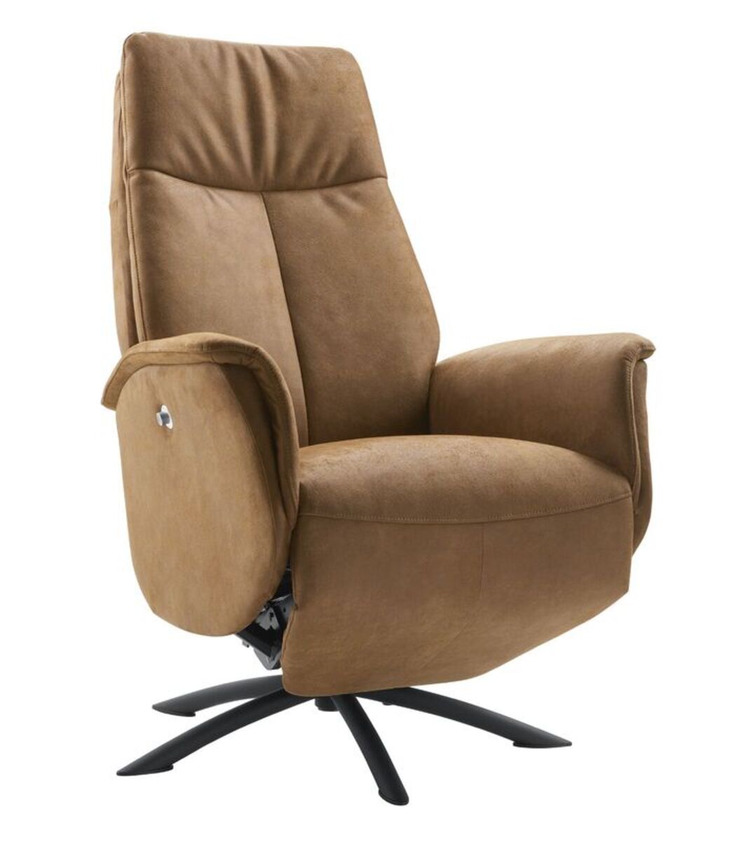 Fauteuil Benoni - Relaxfauteuil - Armleuning - Bruin - Stof - Modern - Profijt Meubel