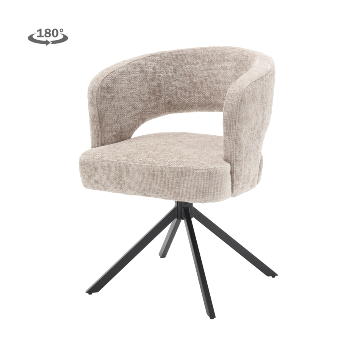 Eetkamerstoel Mura - Zonder armleuning - Wit - Stof - Landelijk - Tower Living