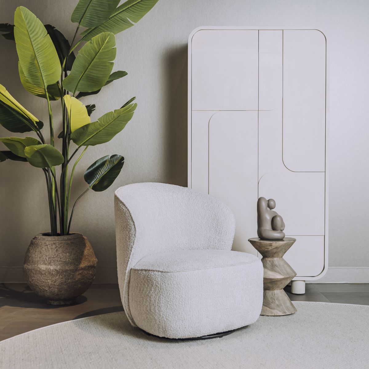 Fauteuil Belvi - Zonder armleuning - Crème - Stof - Scandinavisch - Tower Living