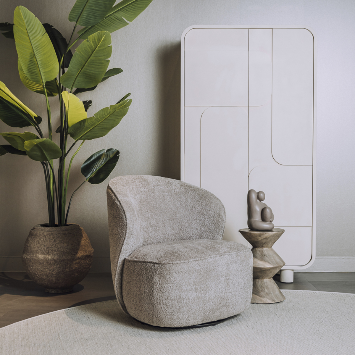 Fauteuil Belvi - Zonder armleuning - Beige - Stof - Scandinavisch - Tower Living