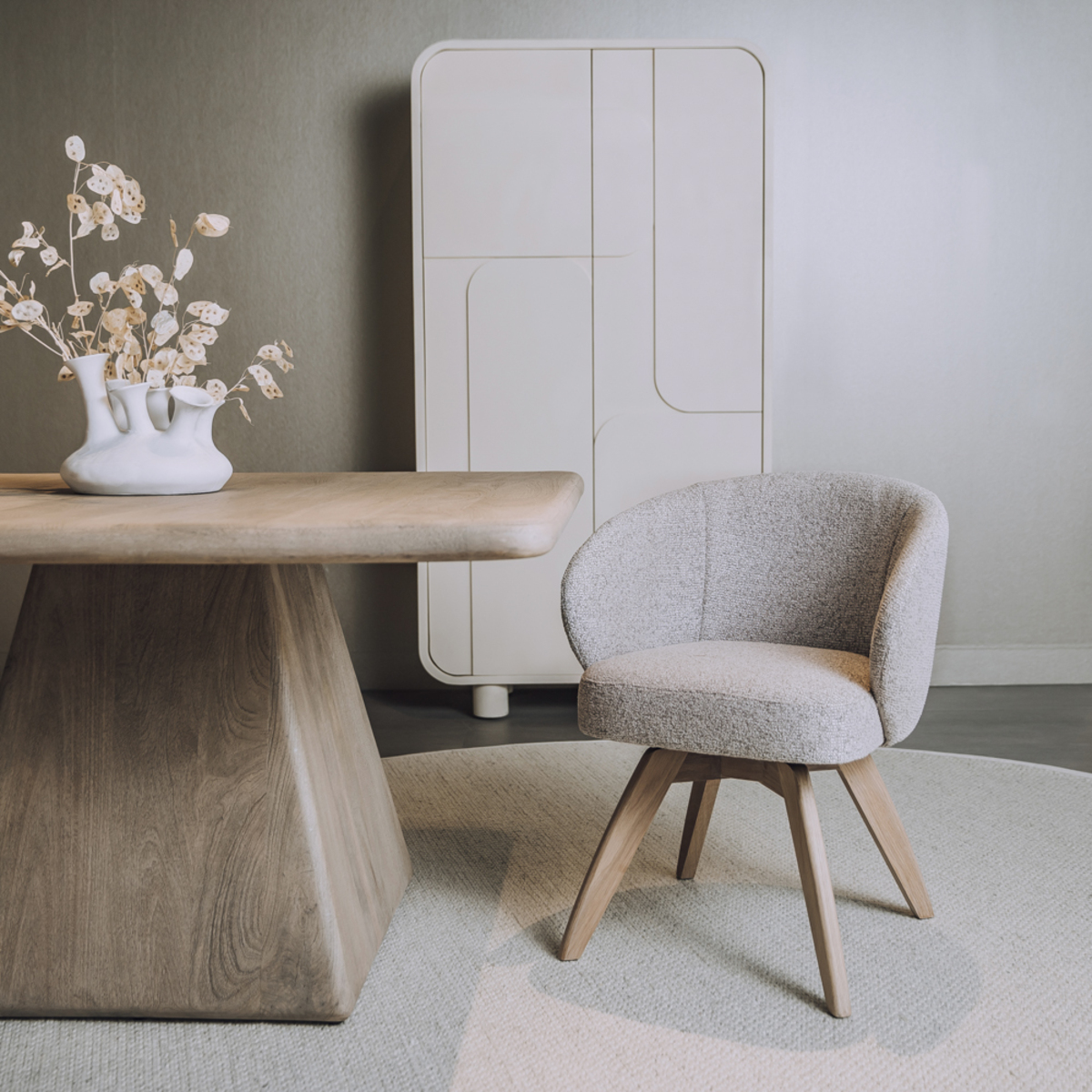 Fauteuil Brescia - Zonder armleuning - Lichtgrijs - Stof - Modern - Tower Living