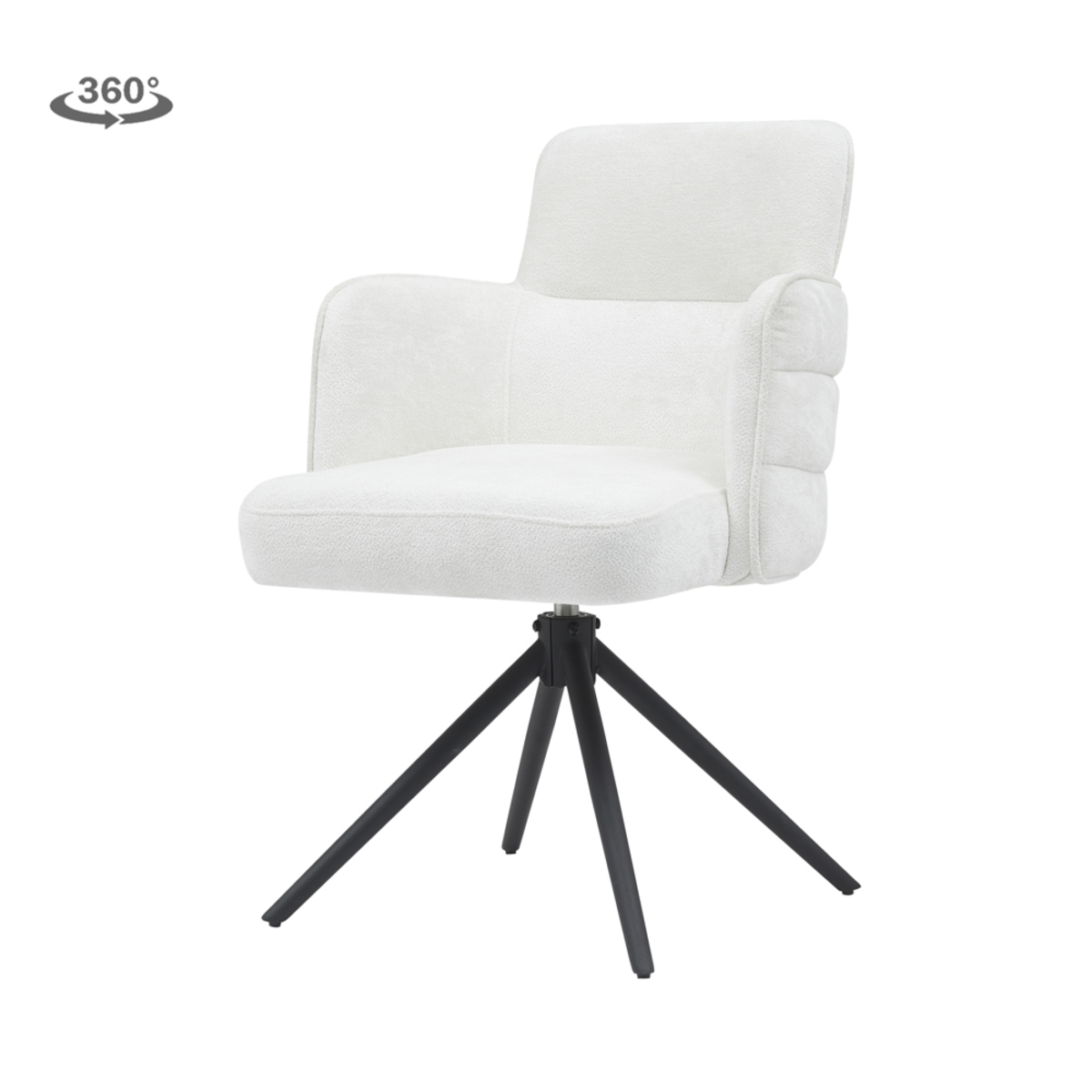 Eetkamerstoel Rumo - Zonder armleuning - Wit - Stof - Landelijk - Tower Living