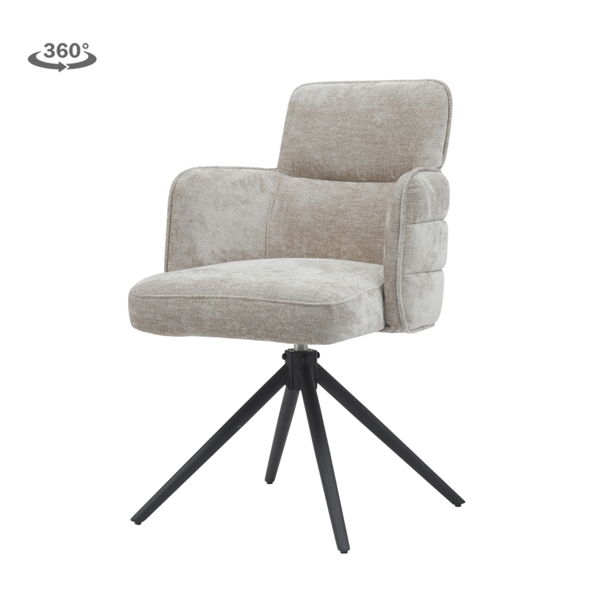 Eetkamerstoel Rumo - Zonder armleuning - Beige - Stof - Landelijk - Tower Living