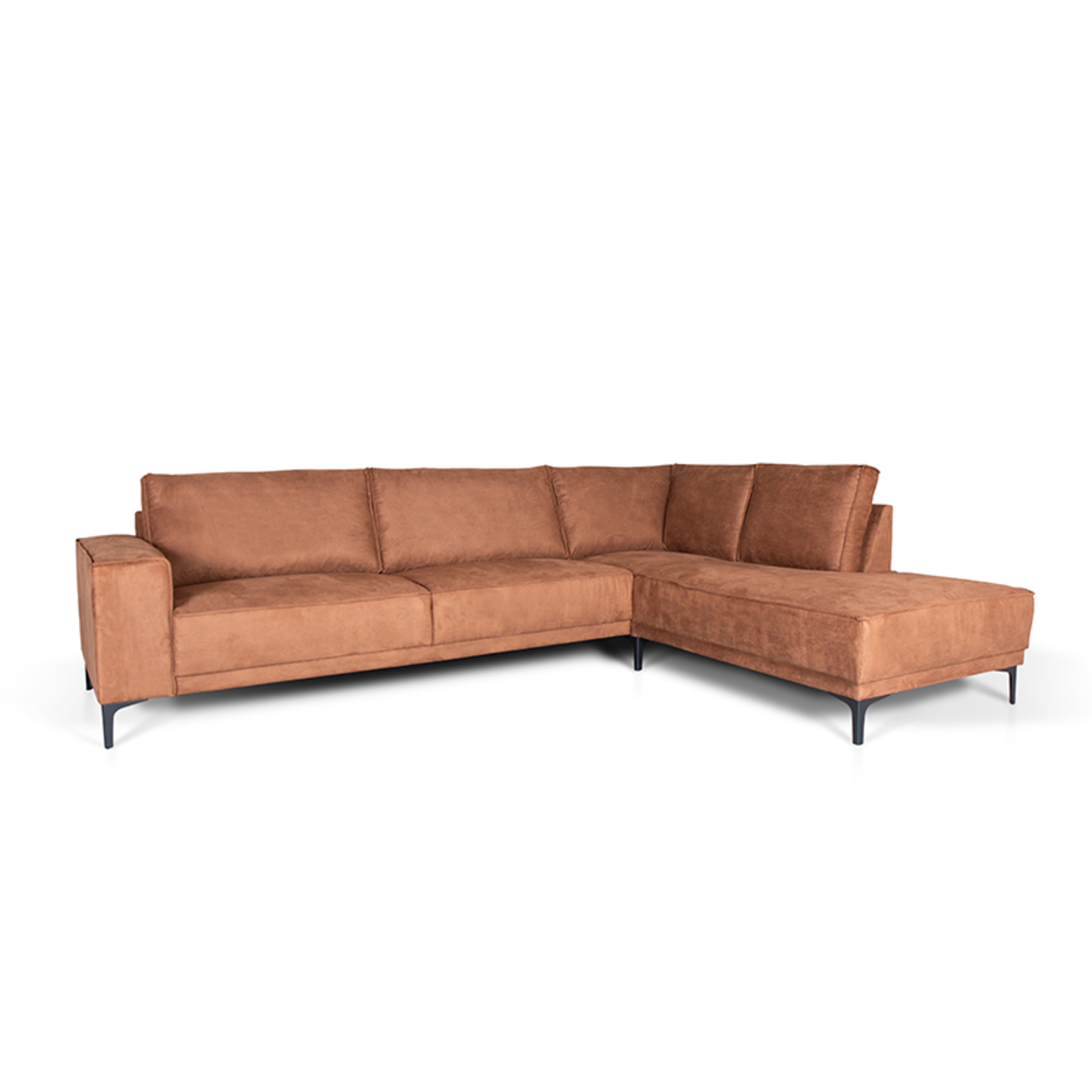 Hoekbank Copenhagen Bruin Cognac - Stof - Ottomane 2 zits Rechts - DOK 2 Essentials