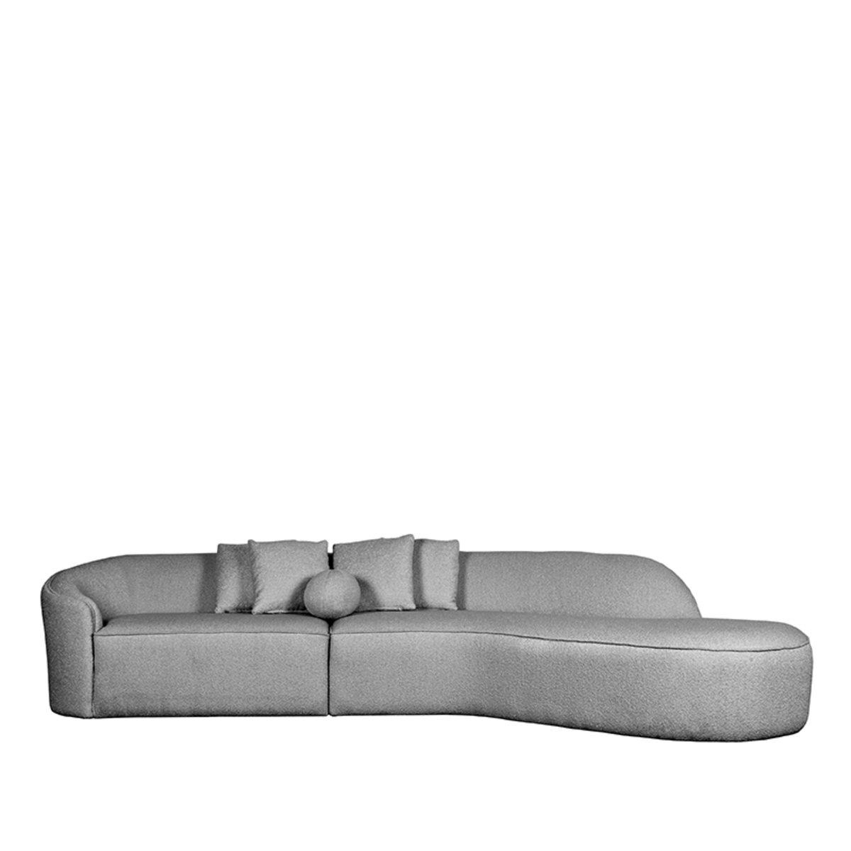 Bank Flori Grijs - Boucle - Longchair 4 zits Rechts - LABEL51