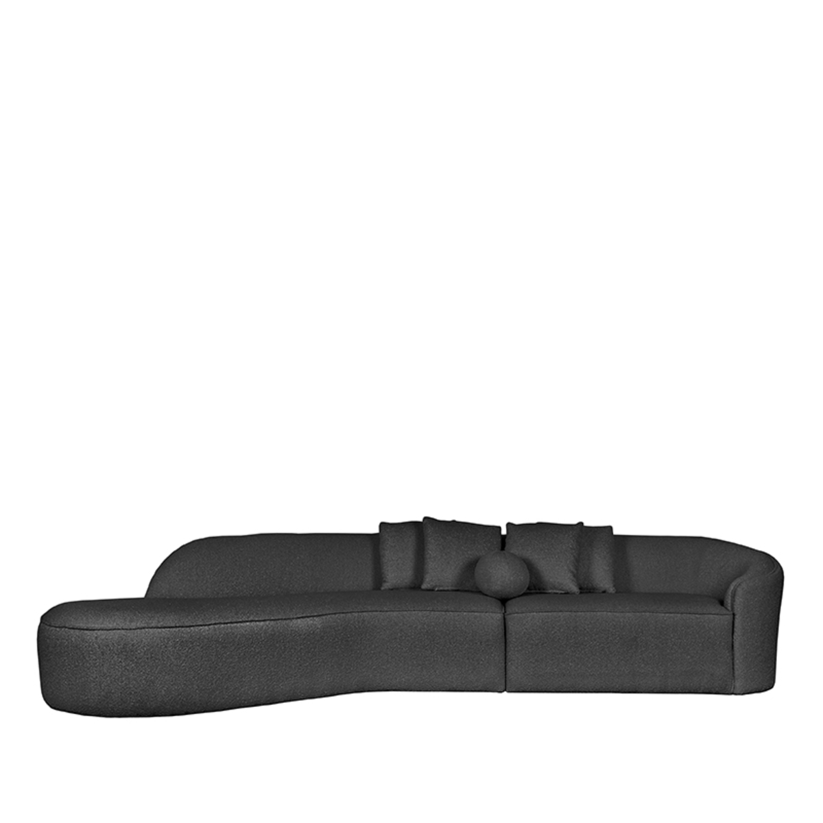 Bank Stelvio Grijs Antraciet - Boucle - Longchair 4 zits Links - LABEL51
