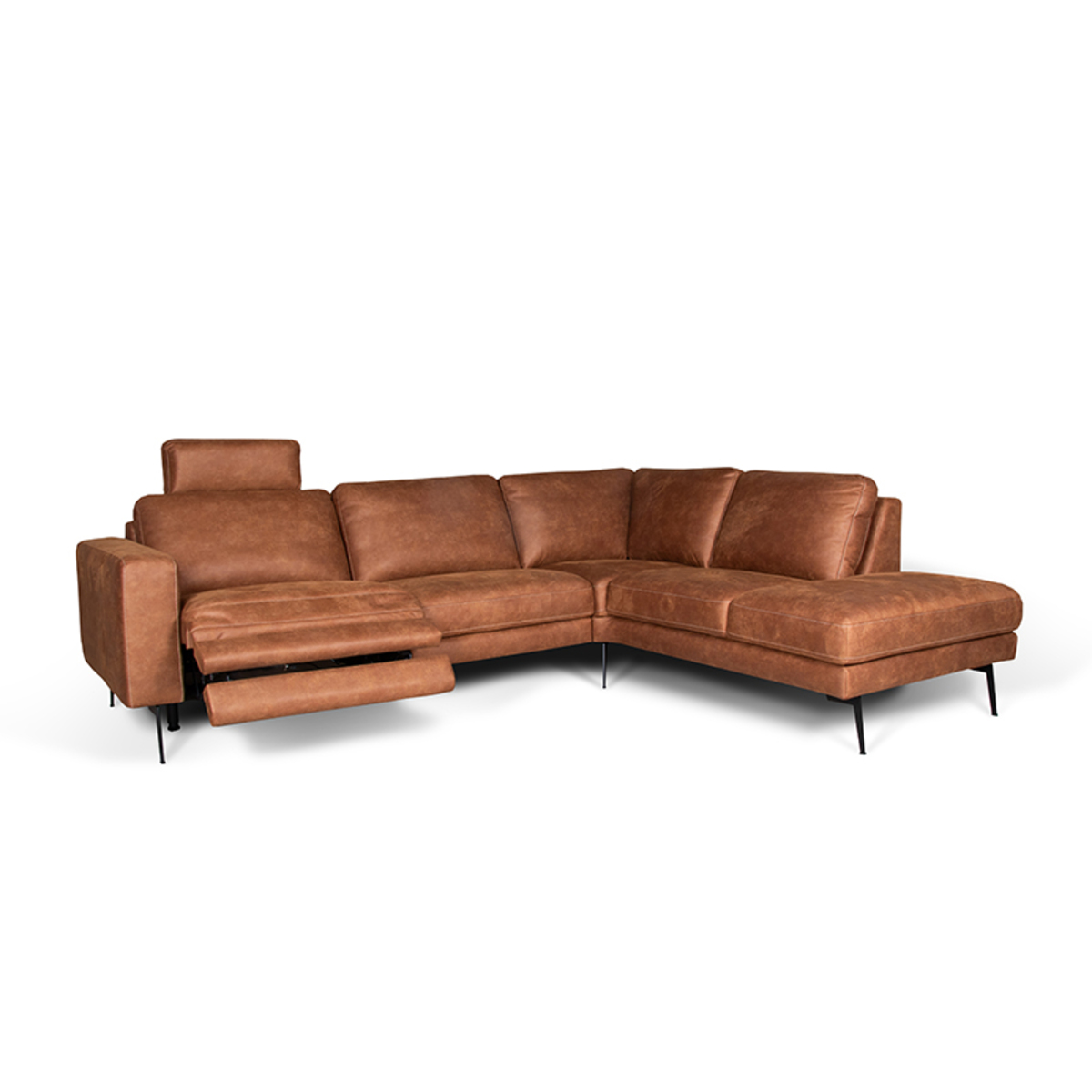 Hoekbank Livia Bruin Cognac - Microleder - DOK 2 Essentials