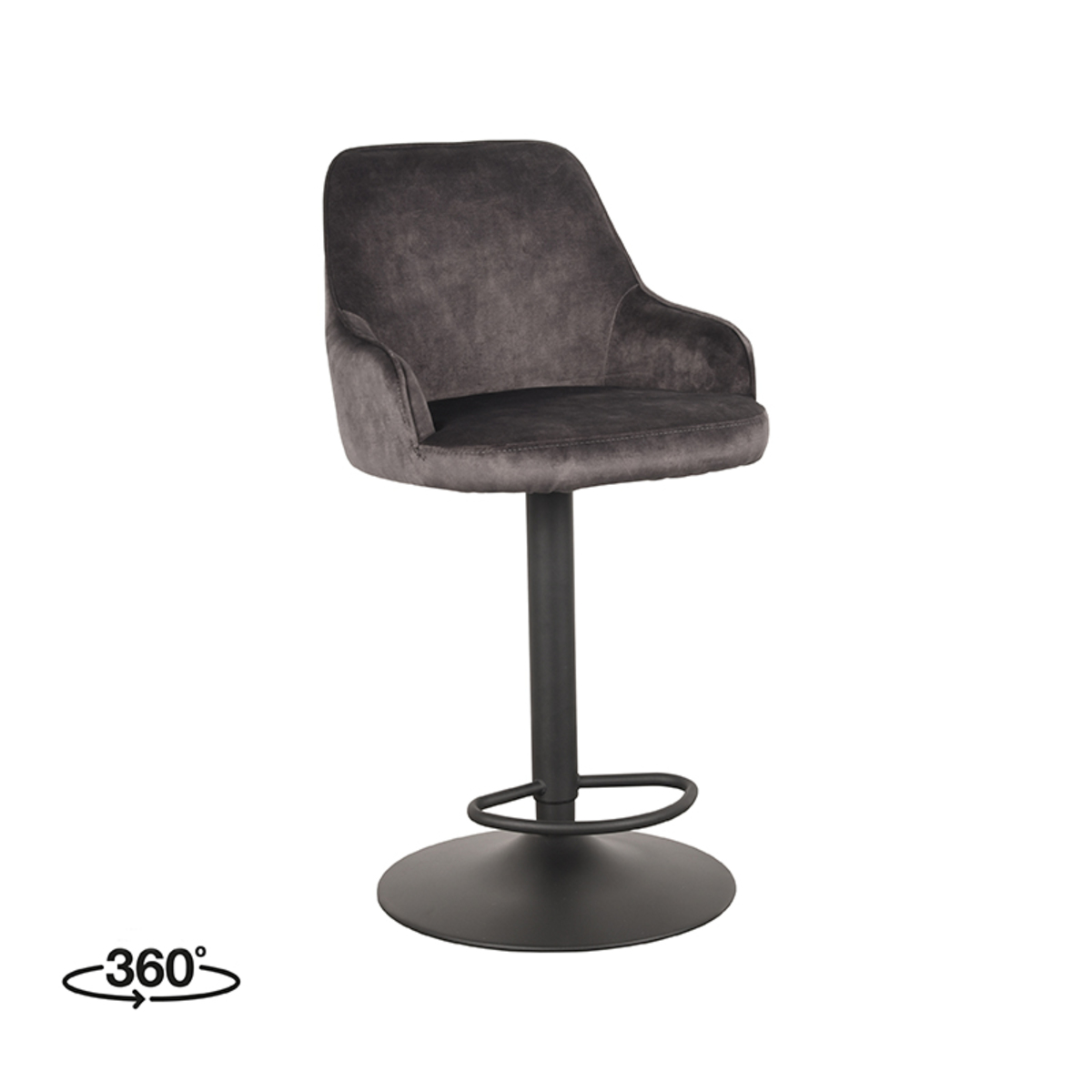 Barkruk Fender Grijs Antraciet - Velours - LABEL51