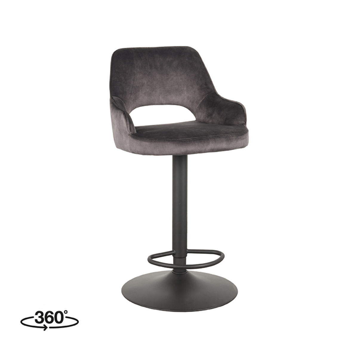 Barkruk Fer Grijs Antraciet - Velours - LABEL51