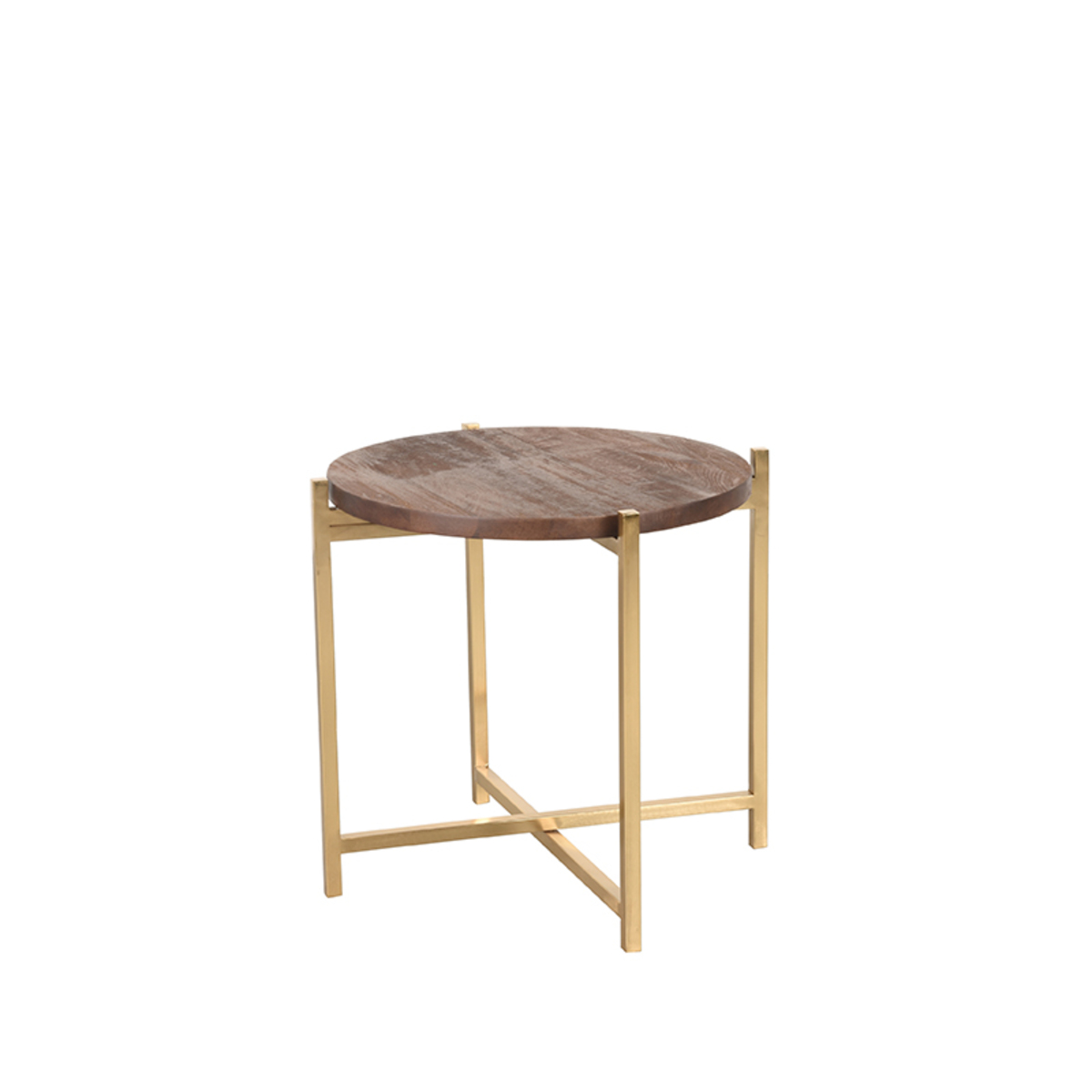 Bijzettafel Dox Bruin Goud - Mangohout - LABEL51