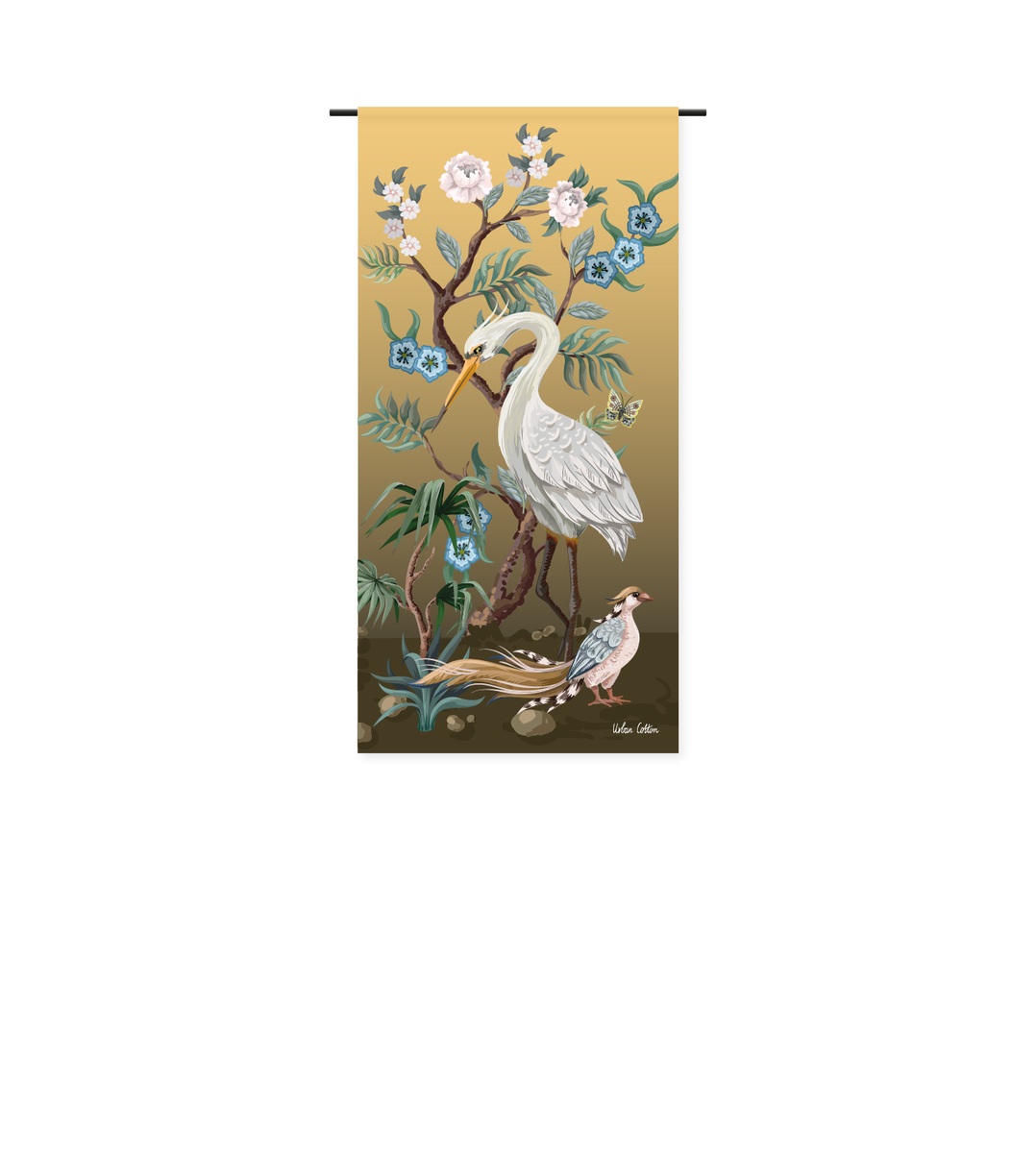 Wanddecoratie Birds Geel - Katoen - Urban Cotton