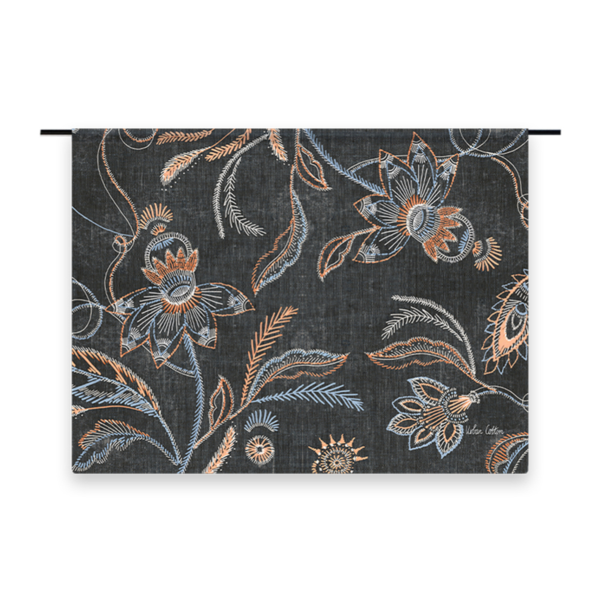 Wanddecoratie Black Denim Zwart - Katoen - Urban Cotton