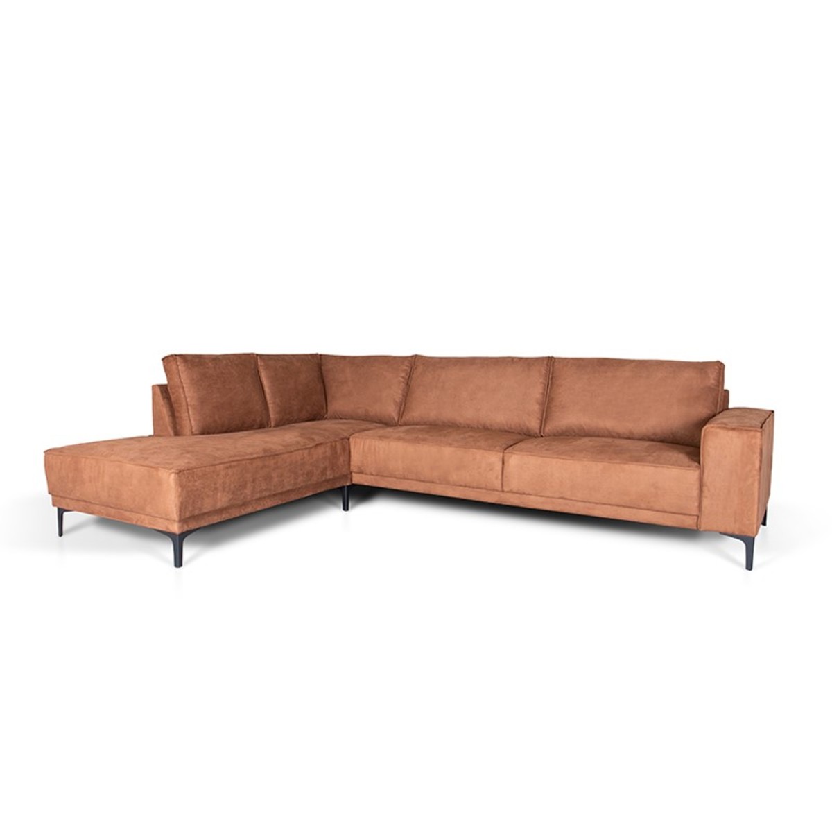 Hoekbank Copenhagen Bruin Cognac - Stof - Ottomane 3 zits Links - DOK 2 Essentials