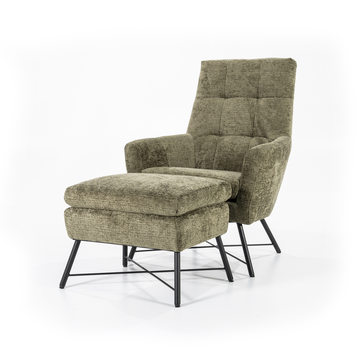 Fauteuil Dea Groen Army green - Stof - Sevn