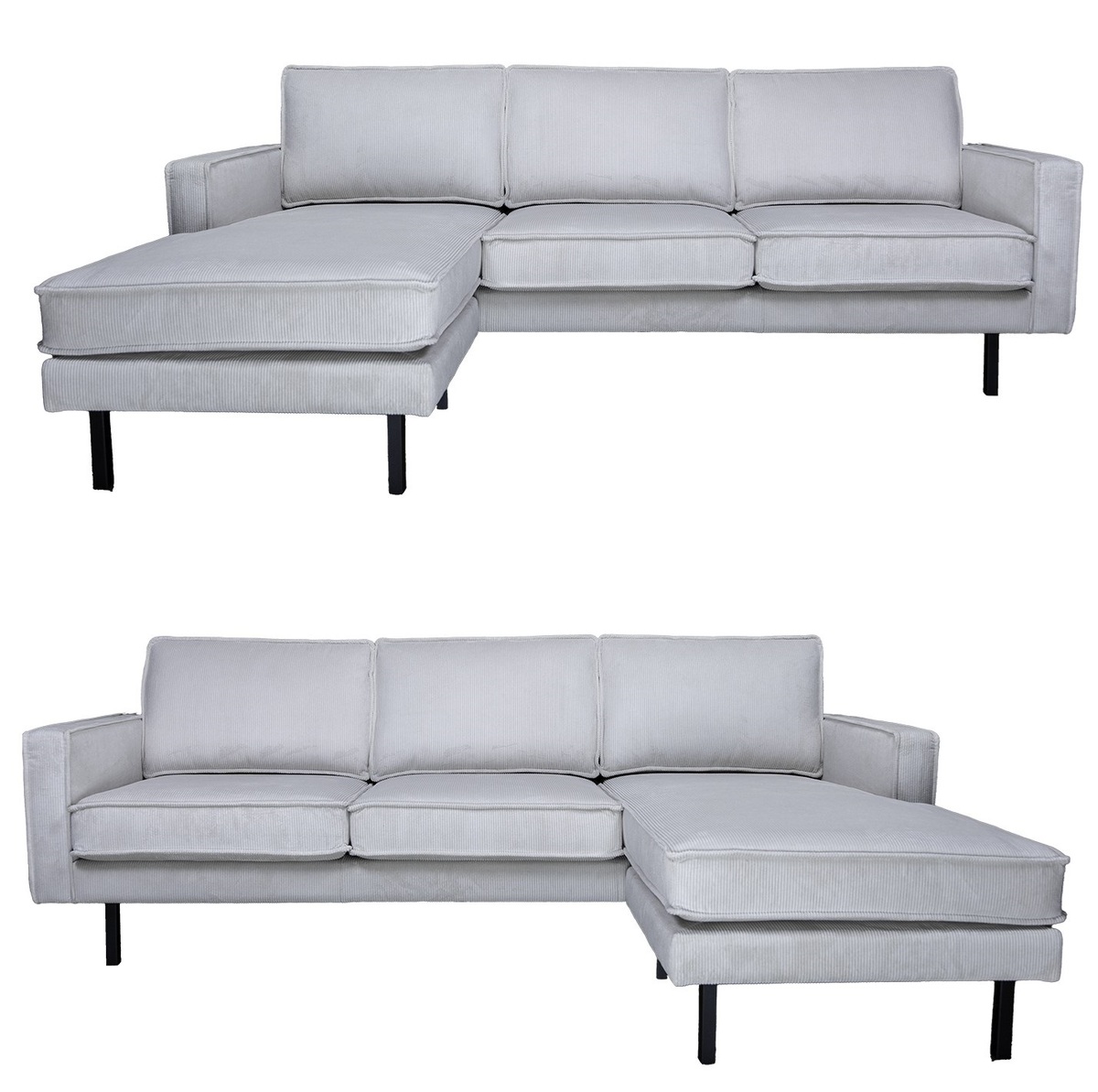 Hoekbank Derby Grijs Ivory - Ribcord - Tower Living