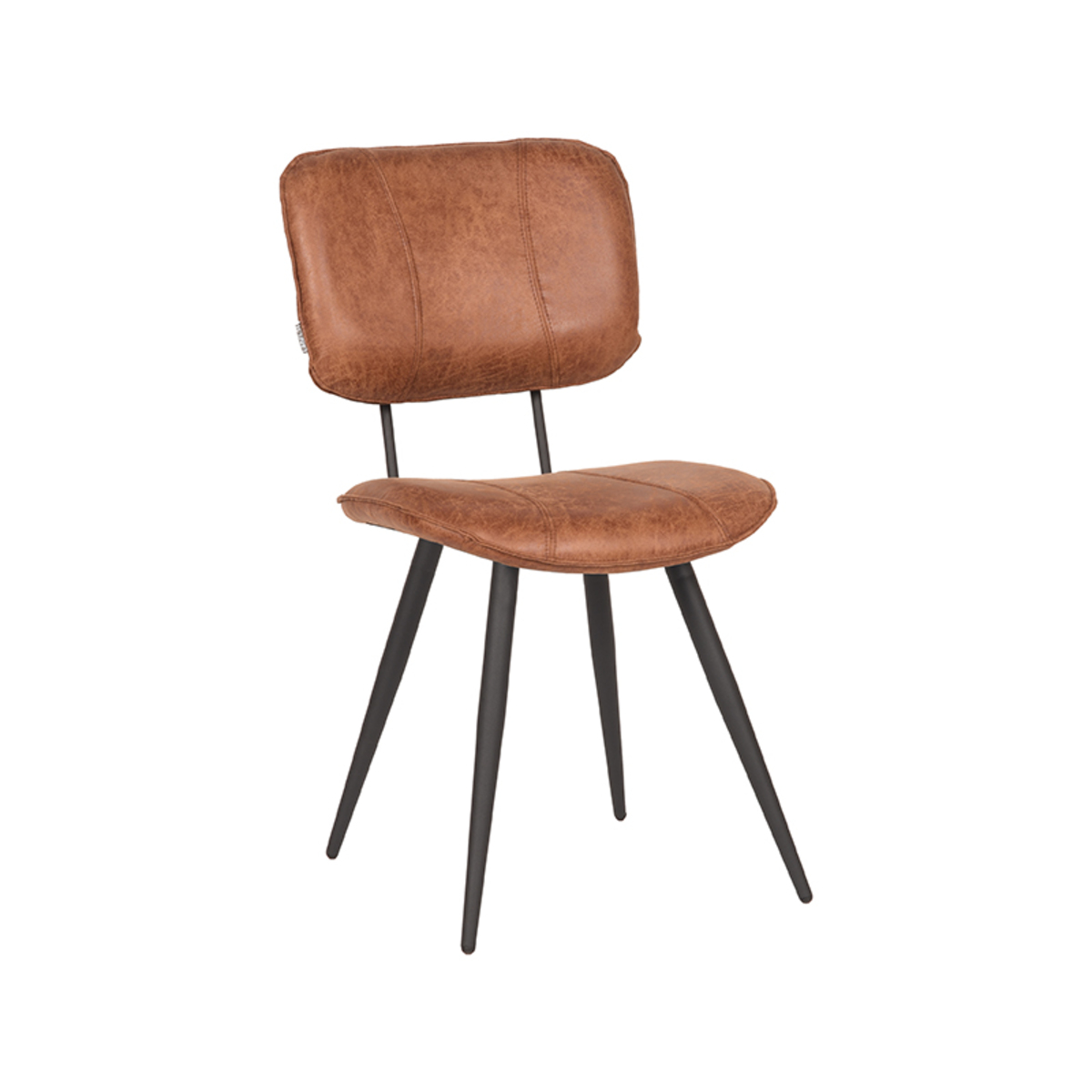 Eetkamerstoel Fos Bruin Cognac - Leder - LABEL51