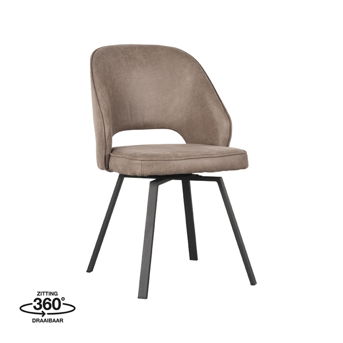Eetkamerstoel Lewis Naturel Taupe - Microfiber - LABEL51