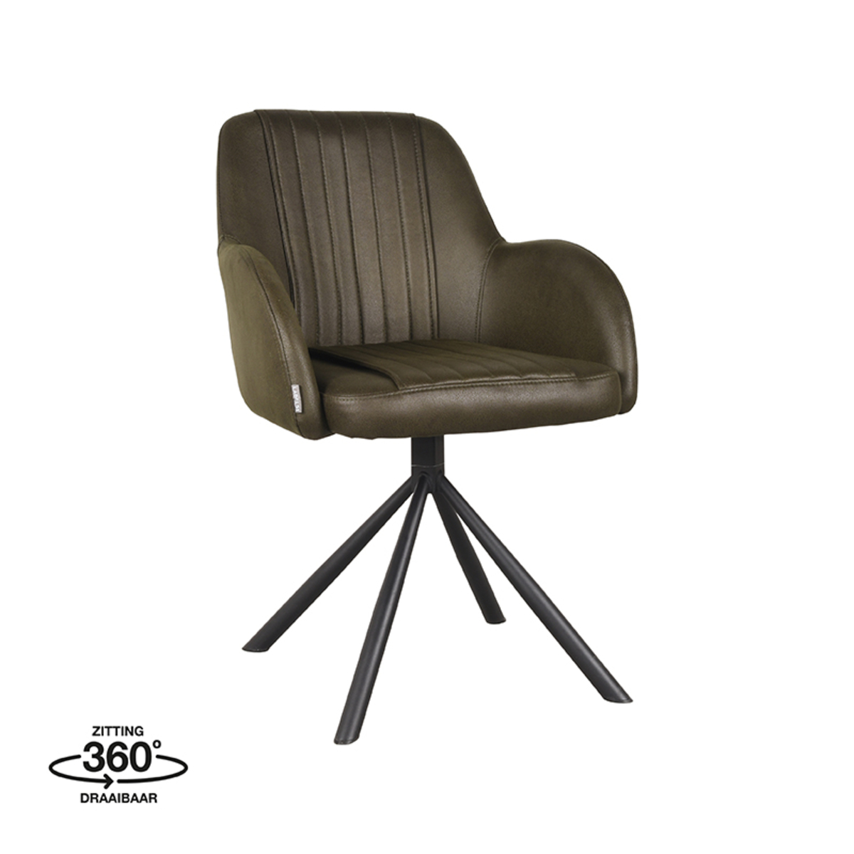 Eetkamerstoel Novi Groen Army green - Microfiber - LABEL51