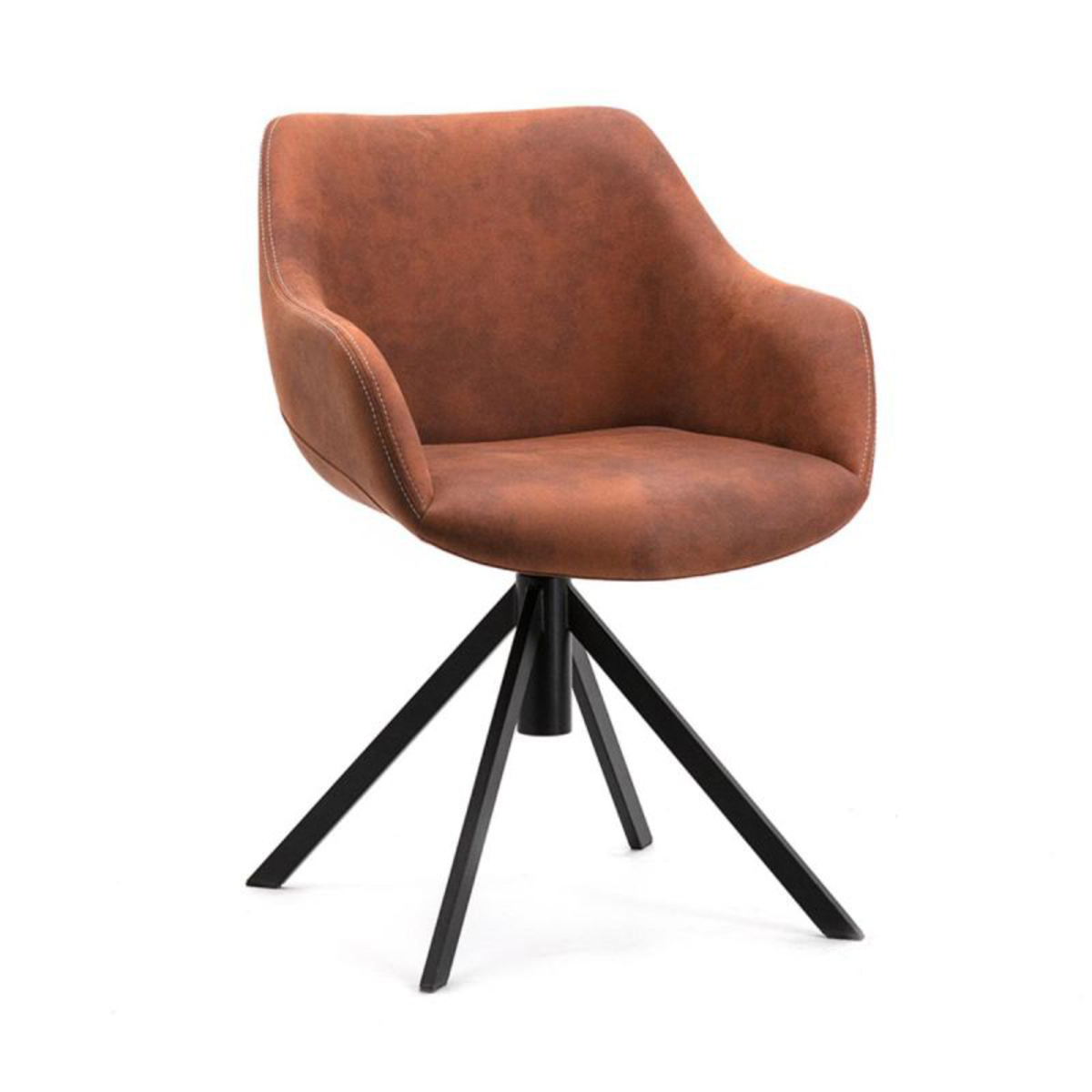 Eetkamerstoel Menno Bruin Cognac - Stof - Eleonora