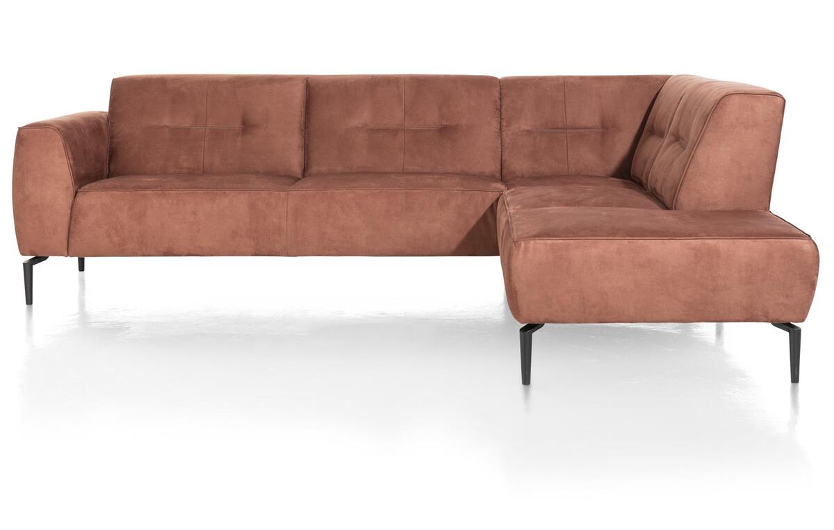 Hoekbank Campos Bruin Koper - Microfiber - Ottomane 2 zits Rechts - Happy at Home