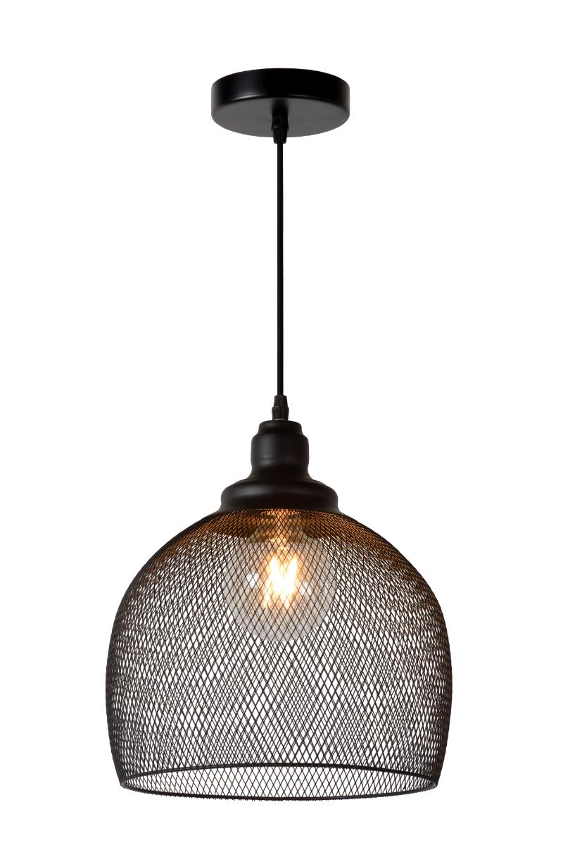 Hanglamp Mesh Zwart - Metaal - Lucide