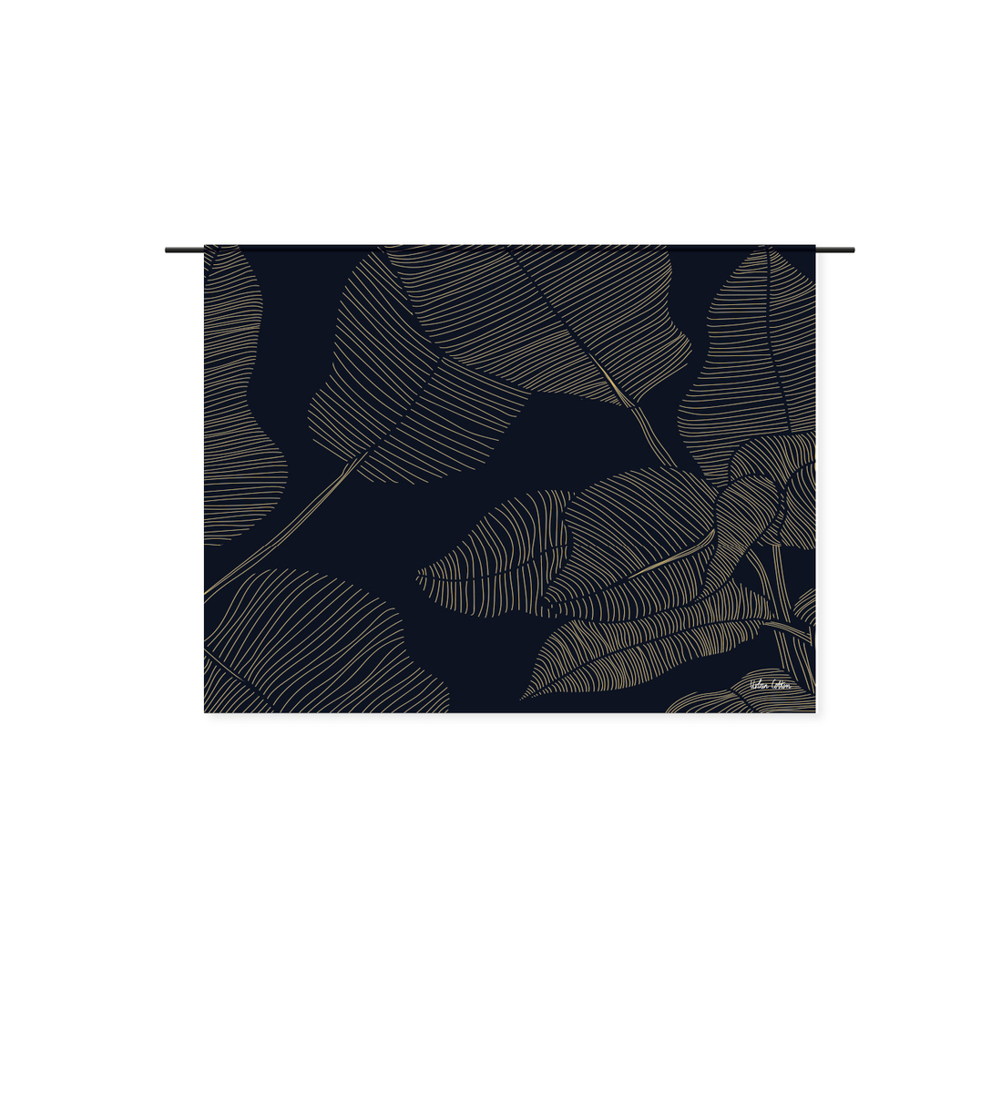 Wanddecoratie Leaves Zwart - Katoen - Urban Cotton