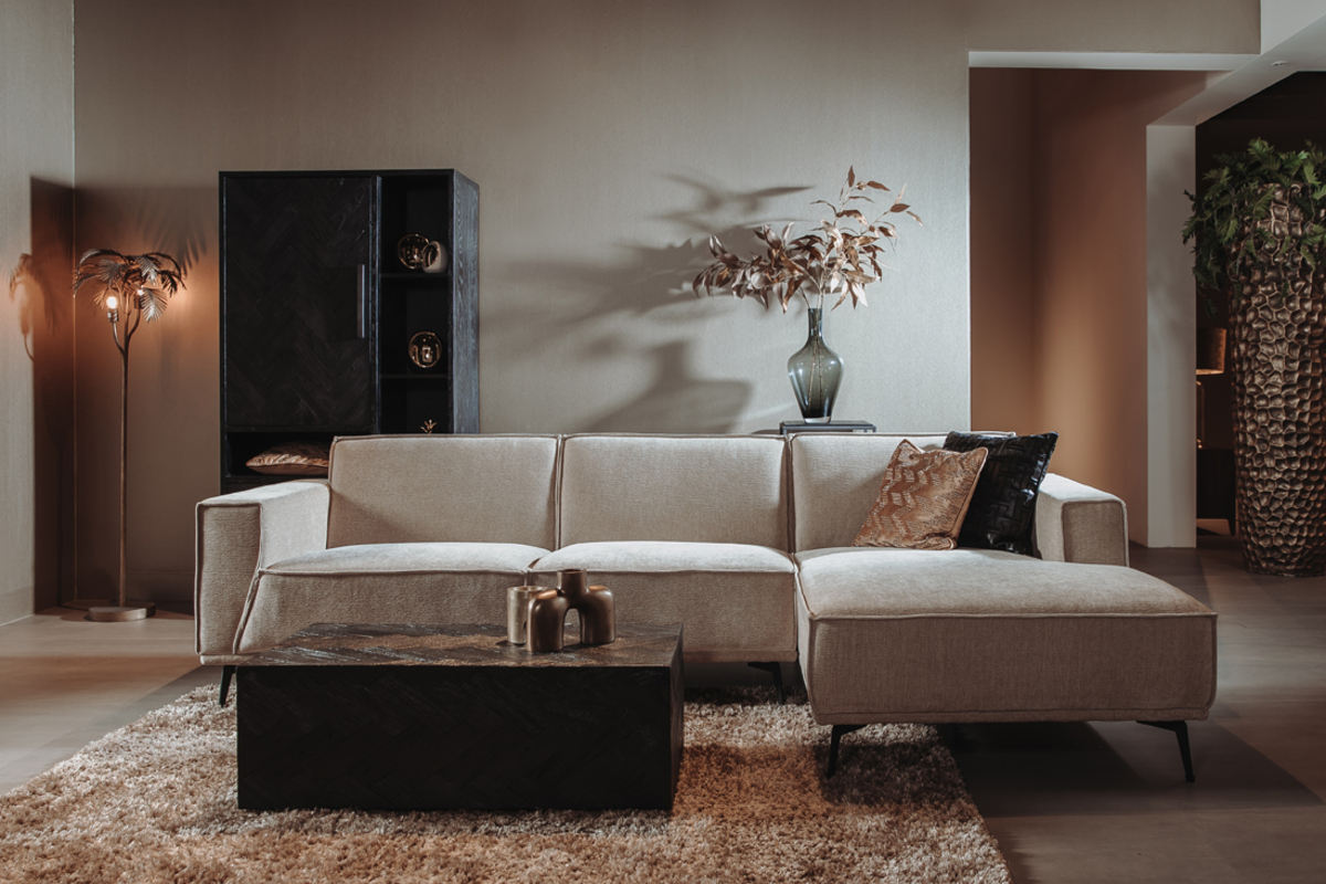 Bank Leeds Bruin Beige - Stof - Hoekbank - Tower Living