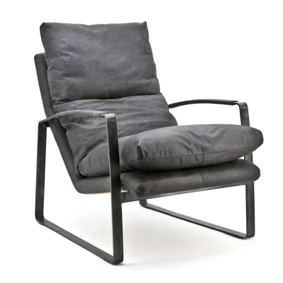 Fauteuil Lex Grijs Antraciet - Leder - Eleonora