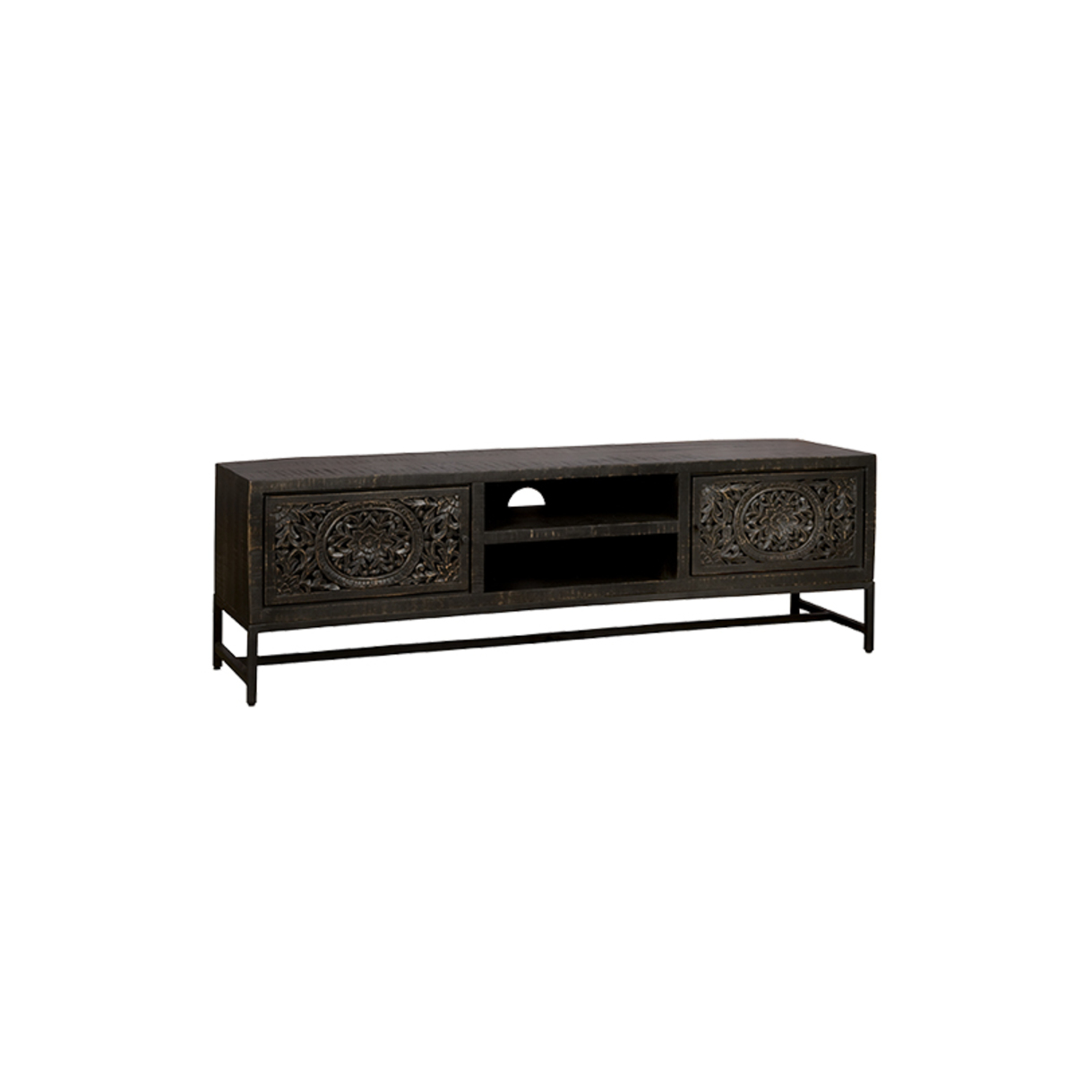 Tv-meubel  Zwart - Hout - Tower Living