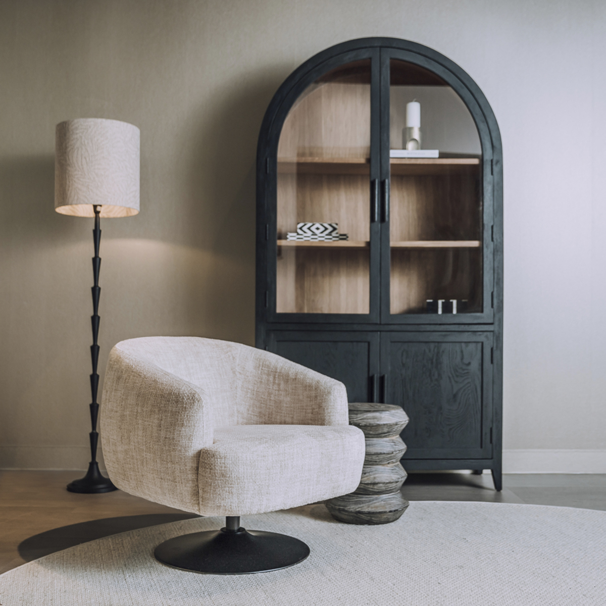 Fauteuil Barga - Zonder armleuning - Offwhite - Stof - Landelijk - Tower Living