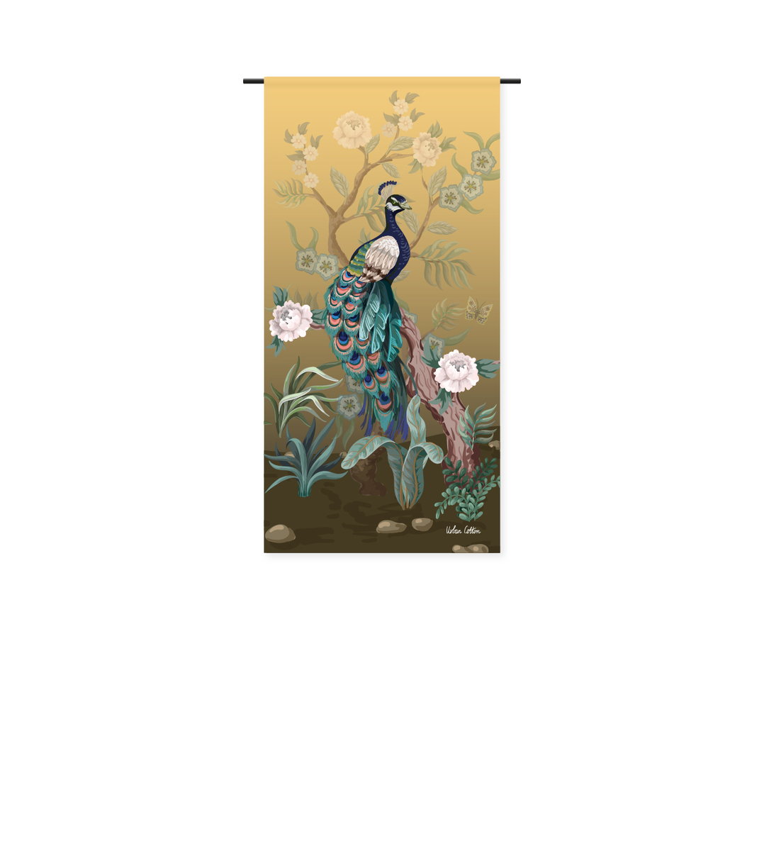 Wanddecoratie Peacock Geel - Katoen - Urban Cotton
